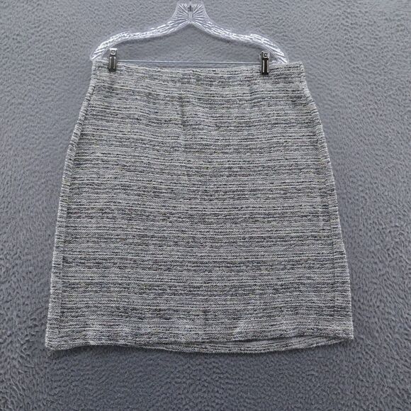Talbots Womens Pull On Tweed Pencil Skirt Large Black White Stripe Knee Length‎ - Picture 1 of 11